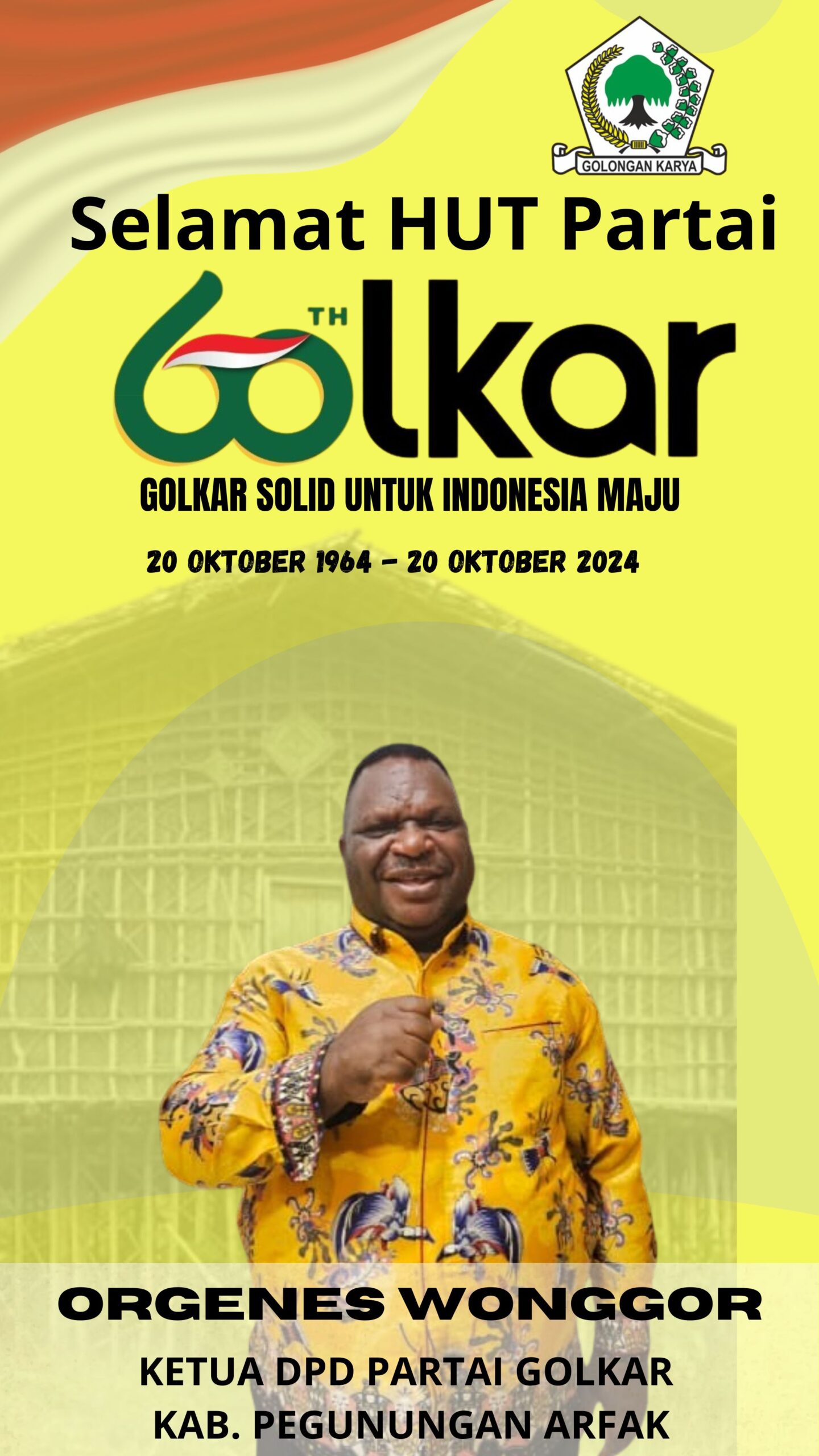 Selamat HUT  Ke-60tahun Partai Golkar. Partai Golkar Solid Indonesia Maju.